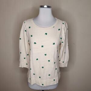 Ann Taylor LOFT Clover Leaf Top St. Patrick's Irish Cotton